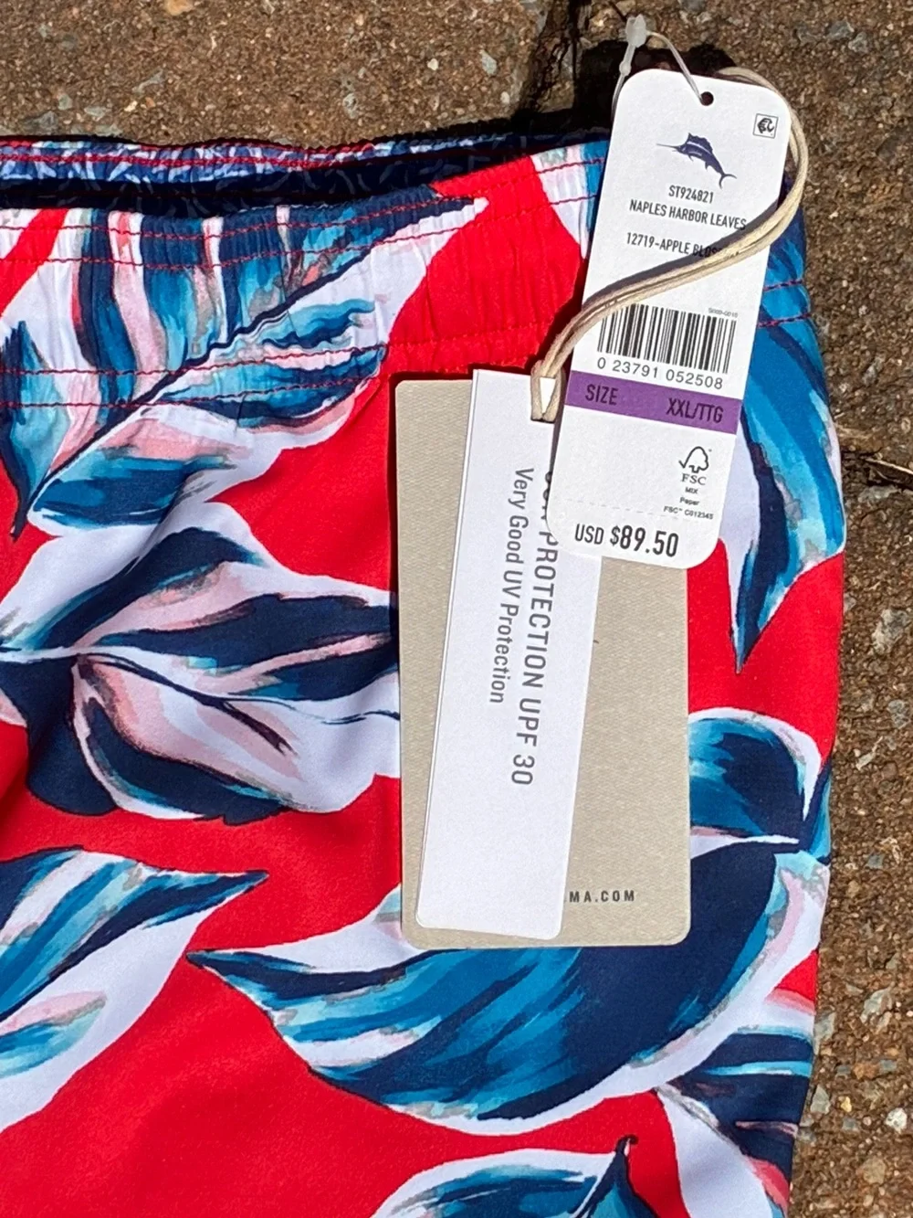 NEW Tommy Bahama 2XL - XXL - Mens Naples Harbor Swim Trunks Shorts Apple Blossom